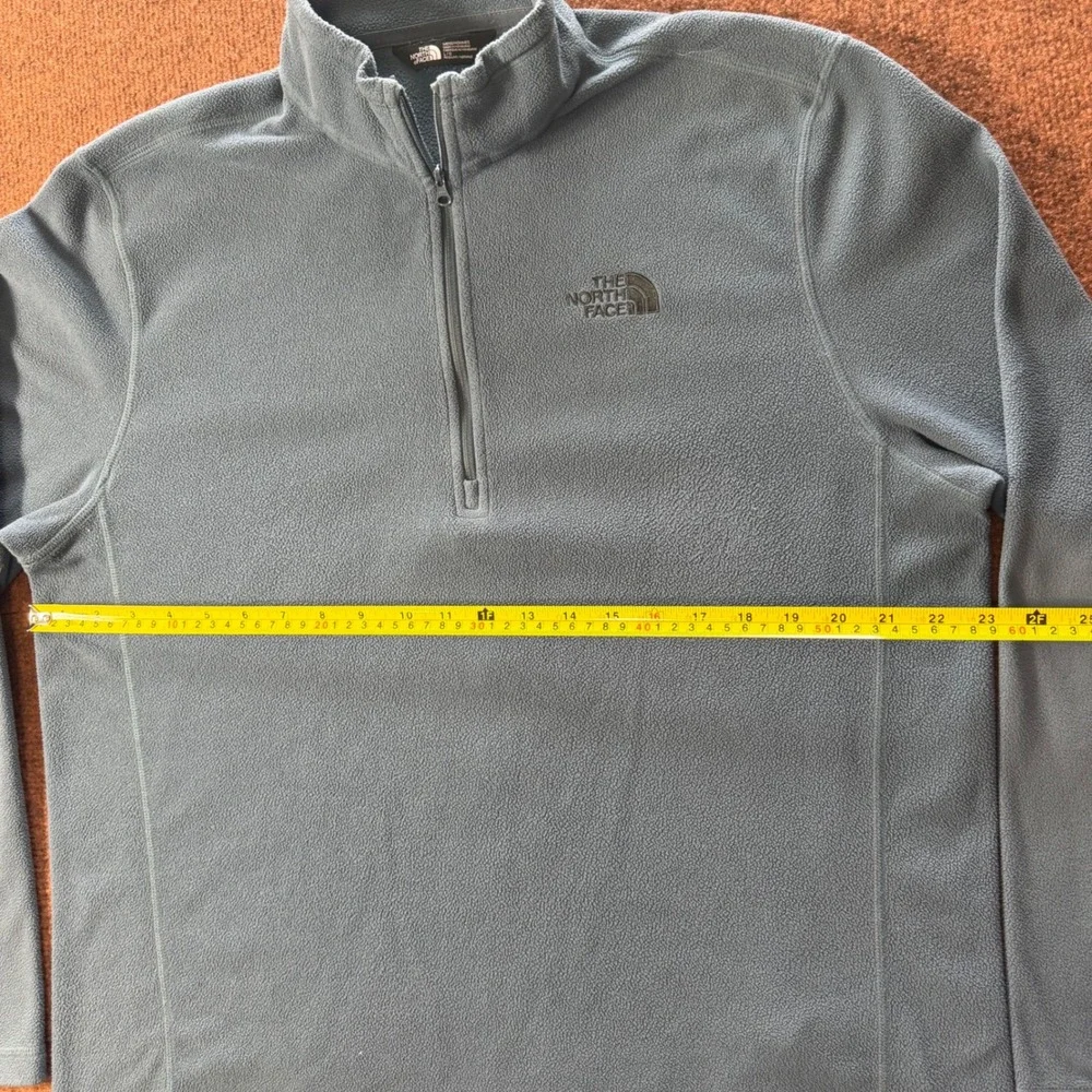 A+ The North Face Mens TKA 100 Glacier 1/4 Zip Fleece‎ Pullover Blue Gray Large
